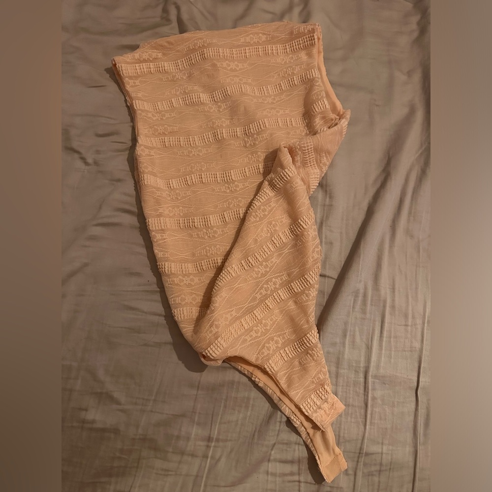 Beige Pink Textured Bodysuit MUY MUY fashions